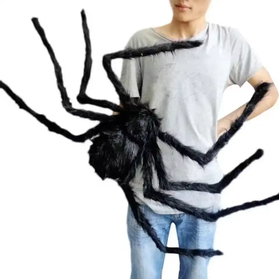 Halloween Big Plush Spider Horror Halloween Decoration Party Prop Outdoor Giant Spider Decor 30-200cm 